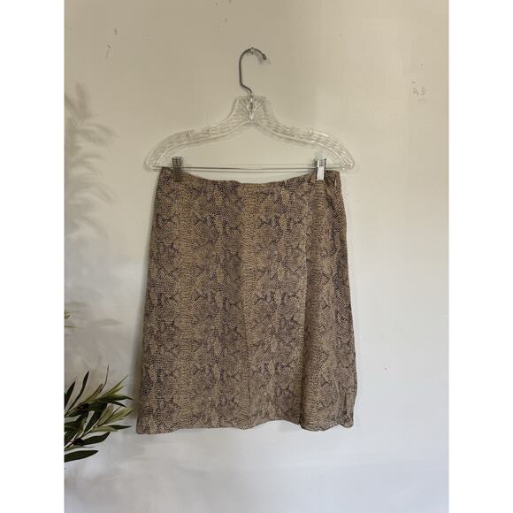 Vintage Grunge Leopard Print Skirt Womens Sm Y2K 100% Silk Office Core Mob Wife - Picture 1 of 9